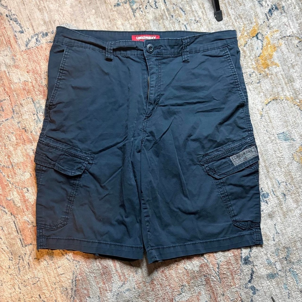Unionbay Mens Y2K Cargo Shorts Navy Blue Baggy Summer Preppy Size 34